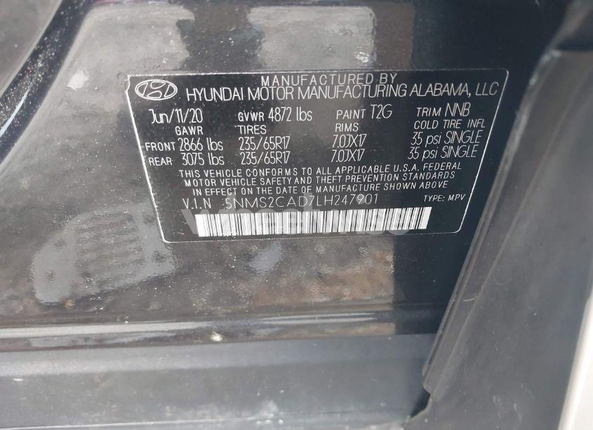 Photo 9 of 2020 Hyundai Santa FE SE (VIN 5NMS2CAD7LH247901)