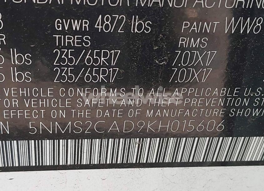 Photo 9 of 2019 Hyundai Santa FE SE (VIN 5NMS2CAD9KH015606)