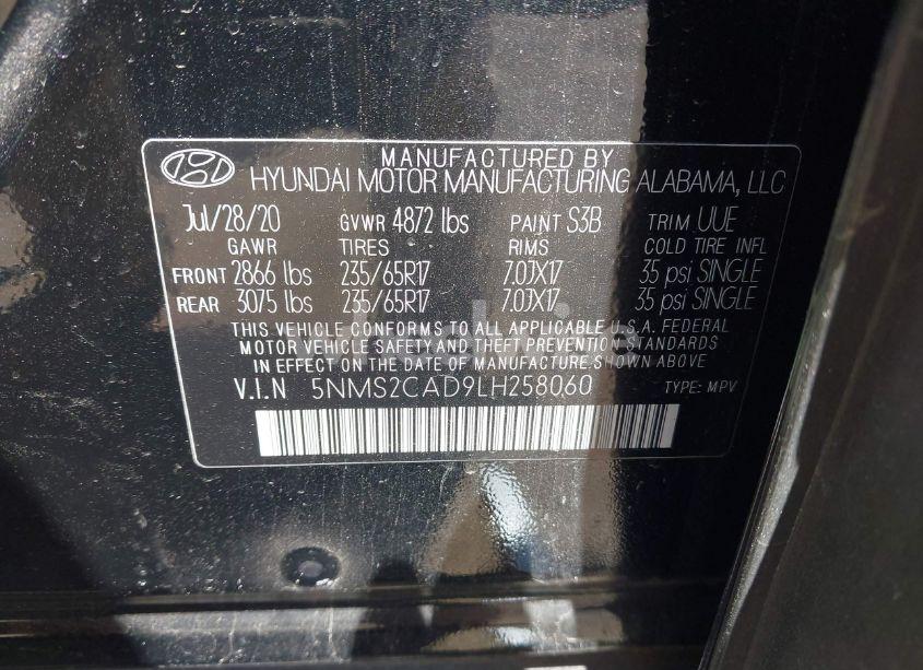 Photo 9 of 2020 Hyundai Santa FE SE (VIN 5NMS2CAD9LH258060)