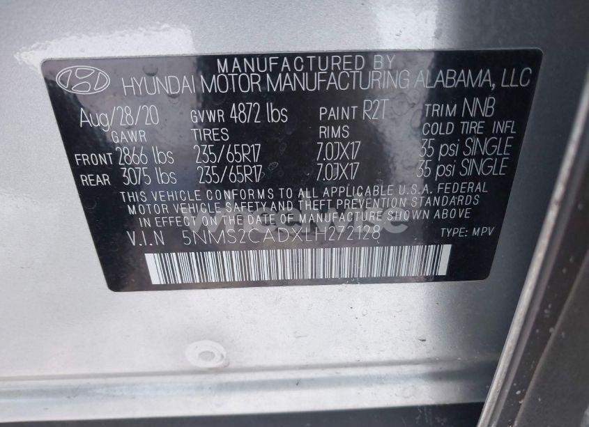 Photo 9 of 2020 Hyundai Santa FE SE (VIN 5NMS2CADXLH272128)