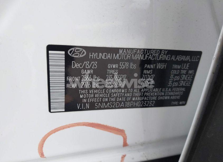 Photo 9 of 2023 Hyundai Santa FE HYBRID BLUE (VIN 5NMS2DA18PH023232)