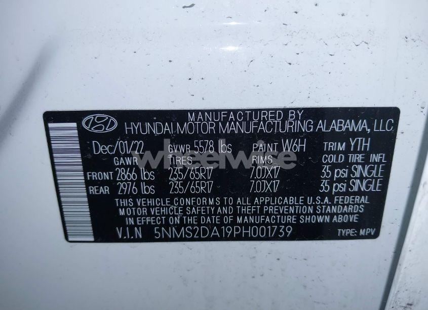 Photo 9 of 2023 Hyundai Santa FE HYBRID BLUE (VIN 5NMS2DA19PH001739)