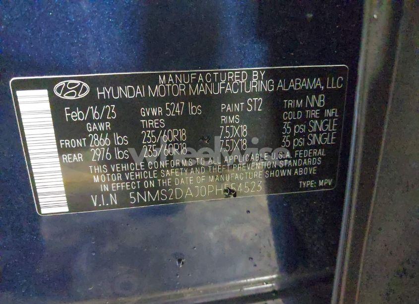 Photo 9 of 2023 Hyundai Santa FE SEL (VIN 5NMS2DAJ0PH554523)