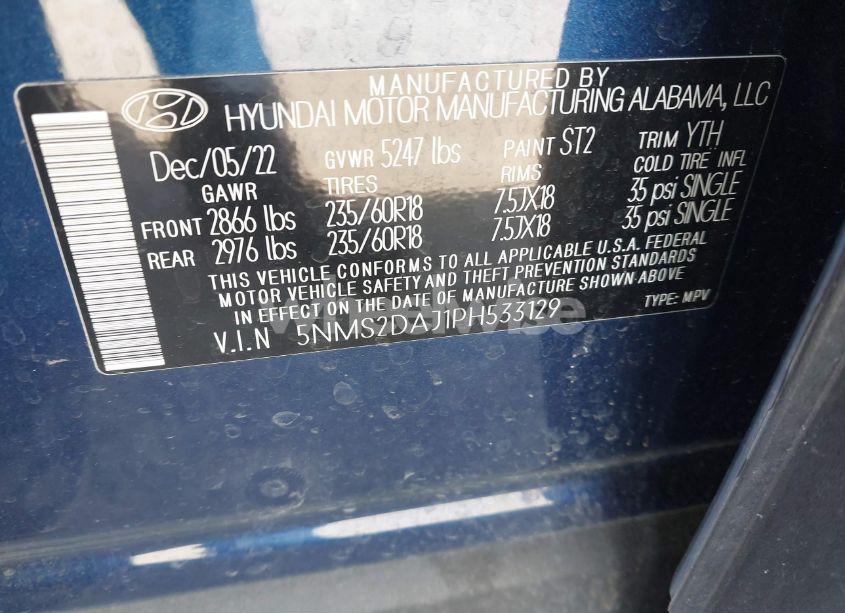 Photo 9 of 2023 Hyundai Santa FE SEL (VIN 5NMS2DAJ1PH533129)