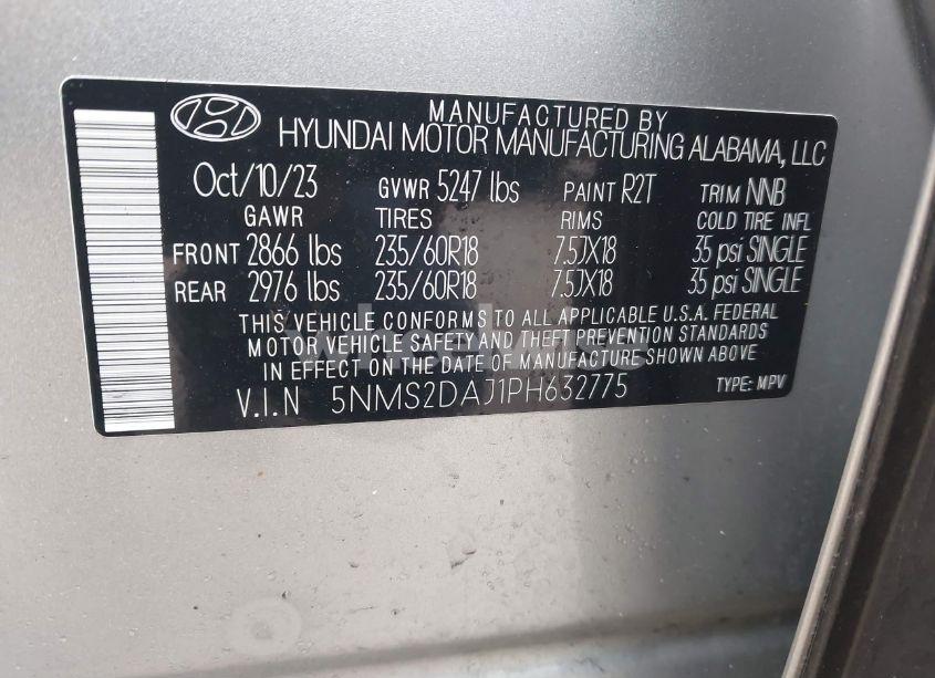 Photo 9 of 2023 Hyundai Santa FE SEL (VIN 5NMS2DAJ1PH632775)