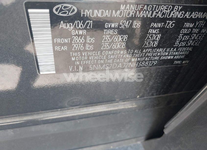 Photo 9 of 2022 Hyundai Santa FE SEL (VIN 5NMS2DAJ2NH388129)