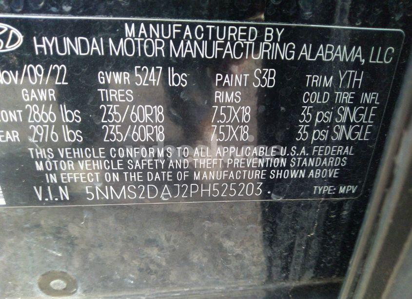 Photo 9 of 2023 Hyundai Santa FE SEL (VIN 5NMS2DAJ2PH525203)