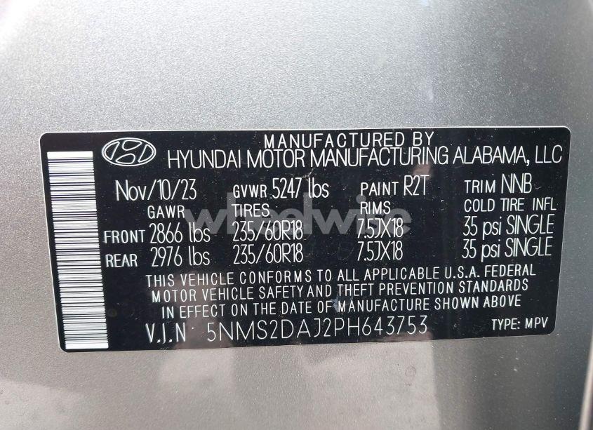 Photo 9 of 2023 Hyundai Santa FE SEL (VIN 5NMS2DAJ2PH643753)
