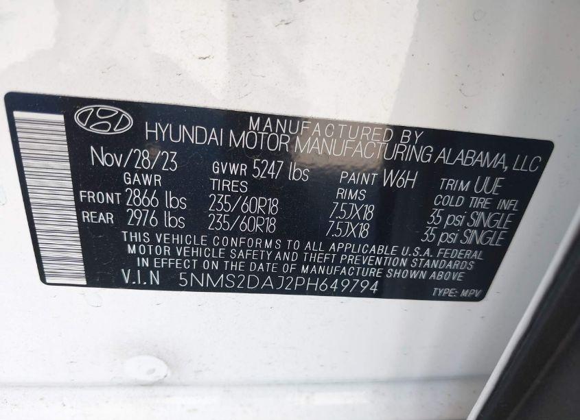 Photo 9 of 2023 Hyundai Santa FE SEL (VIN 5NMS2DAJ2PH649794)