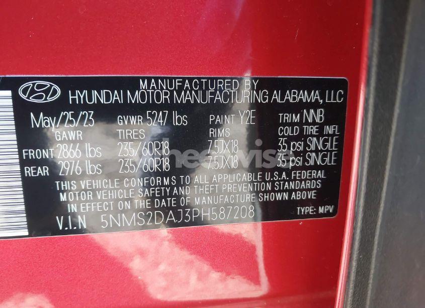 Photo 9 of 2023 Hyundai Santa FE SEL (VIN 5NMS2DAJ3PH587208)