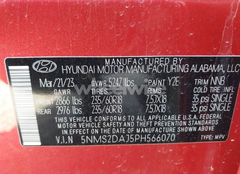 Photo 9 of 2023 Hyundai Santa FE SEL (VIN 5NMS2DAJ5PH566070)