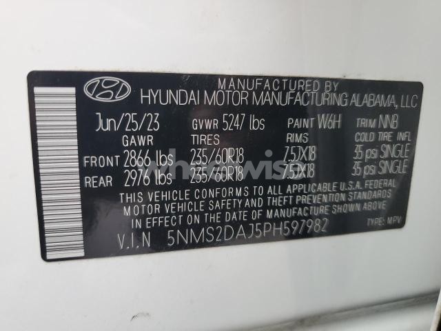 Photo 8 of 2023 HYUNDAI SANTA FE SEL (VIN 5NMS2DAJ5PH597982)