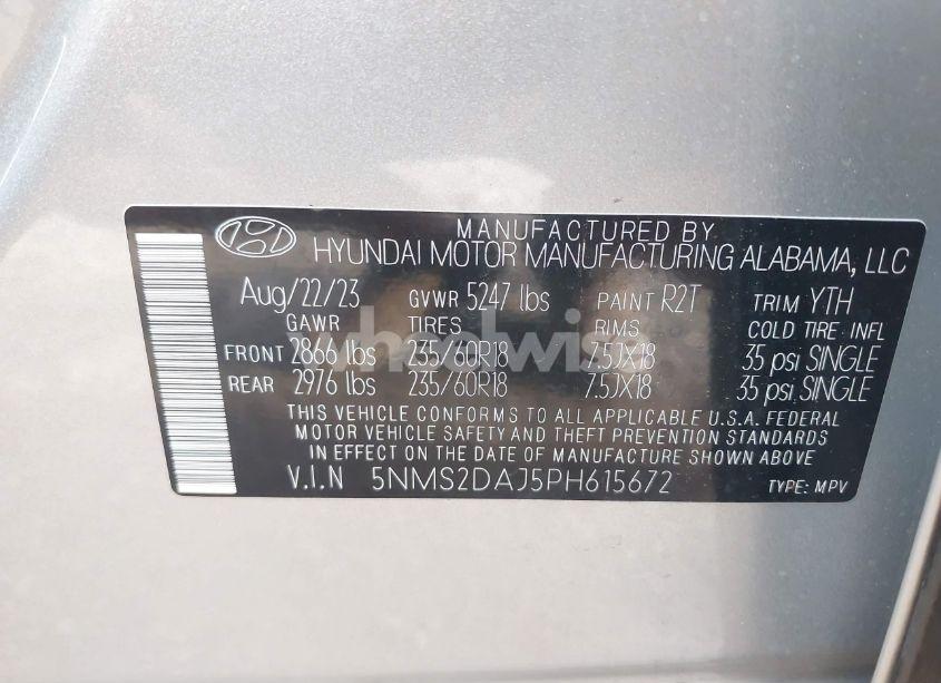 Photo 9 of 2023 Hyundai Santa FE SEL (VIN 5NMS2DAJ5PH615672)
