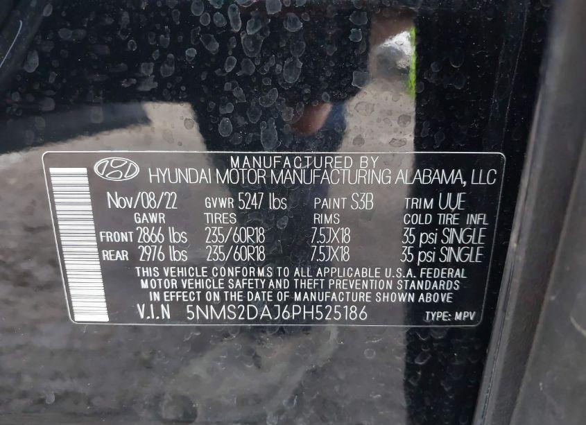Photo 9 of 2023 Hyundai Santa FE SEL (VIN 5NMS2DAJ6PH525186)