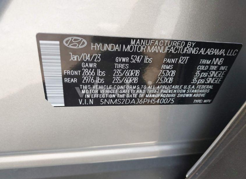 Photo 9 of 2023 Hyundai Santa FE SEL (VIN 5NMS2DAJ6PH540075)