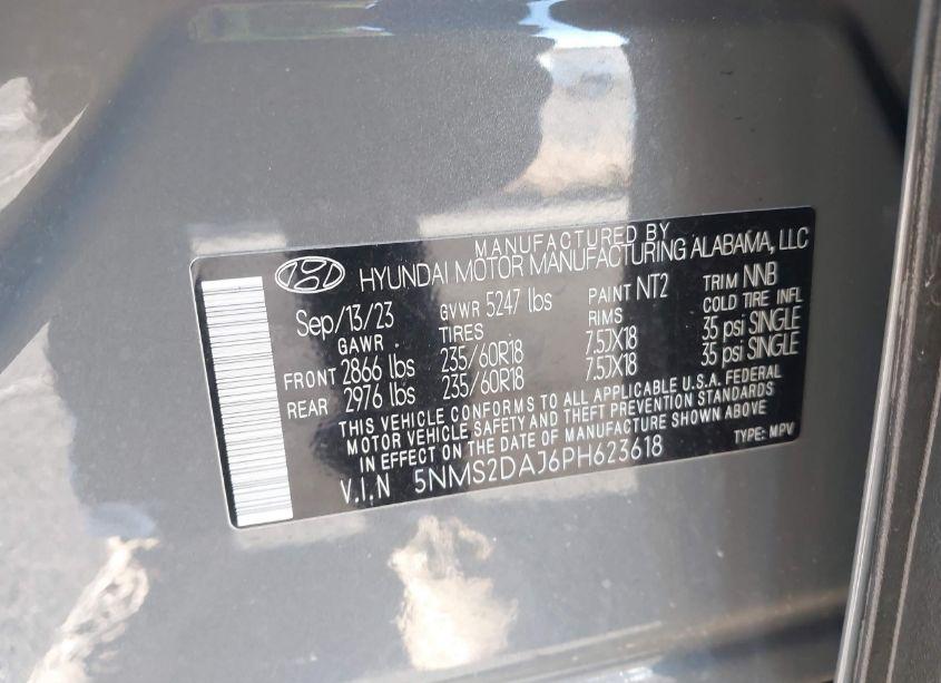 Photo 9 of 2023 Hyundai Santa FE SEL (VIN 5NMS2DAJ6PH623618)