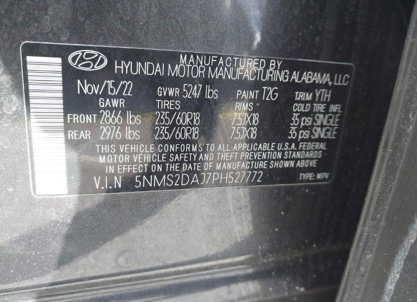 Photo 9 of 2023 Hyundai Santa FE SEL (VIN 5NMS2DAJ7PH527772)