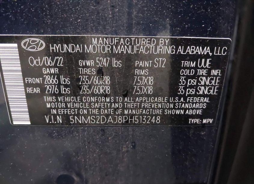 Photo 9 of 2023 Hyundai Santa FE SEL (VIN 5NMS2DAJ8PH513248)