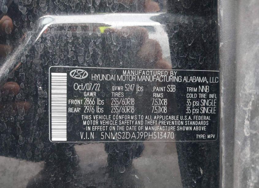 Photo 9 of 2023 Hyundai Santa FE SEL (VIN 5NMS2DAJ9PH513470)