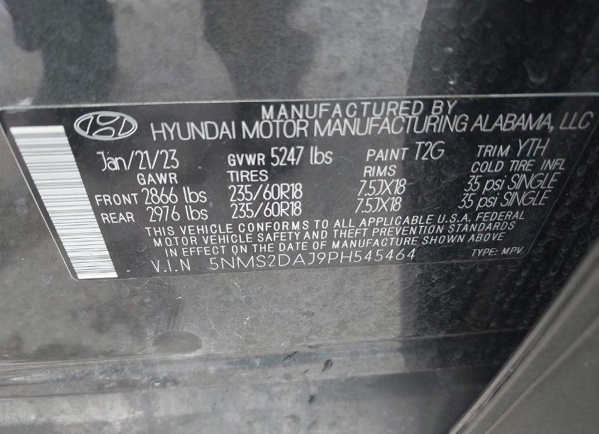 Photo 9 of 2023 Hyundai Santa FE SEL (VIN 5NMS2DAJ9PH545464)