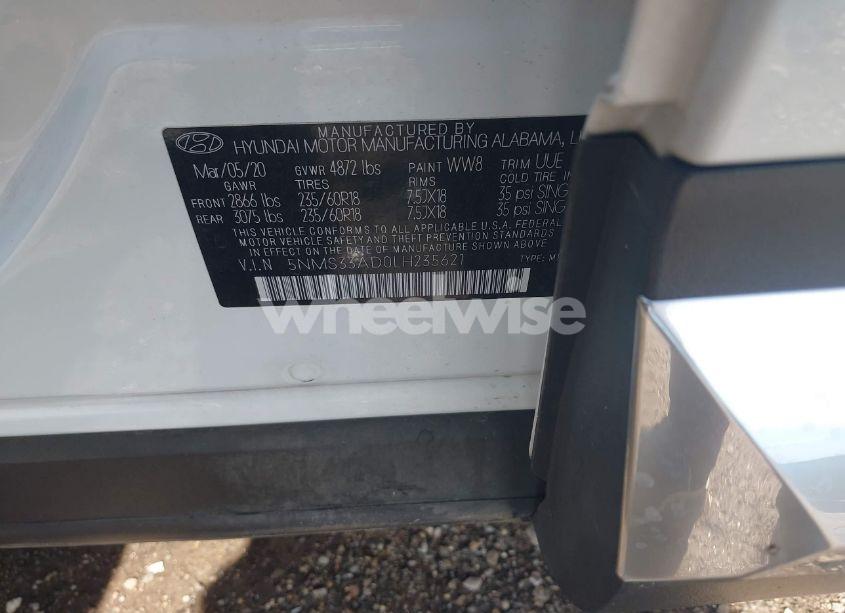 Photo 9 of 2020 Hyundai Santa FE SEL (VIN 5NMS33AD0LH235621)