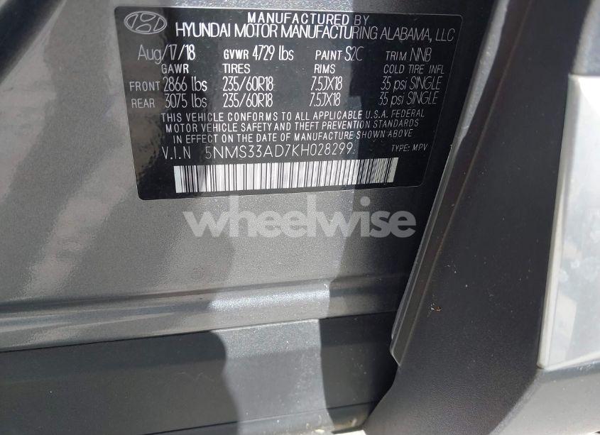 Photo 9 of 2019 Hyundai Santa FE SEL PLUS (VIN 5NMS33AD7KH028299)