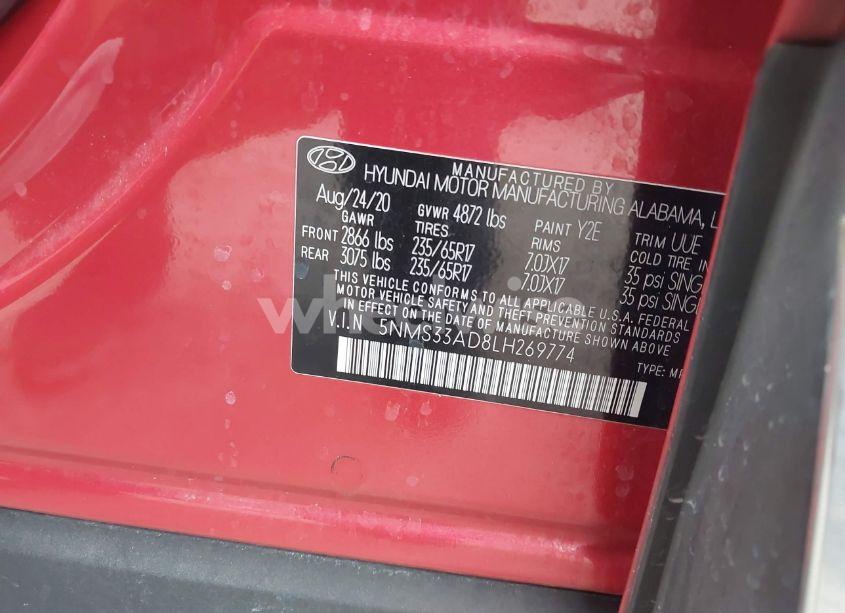 Photo 9 of 2020 Hyundai Santa FE SEL (VIN 5NMS33AD8LH269774)