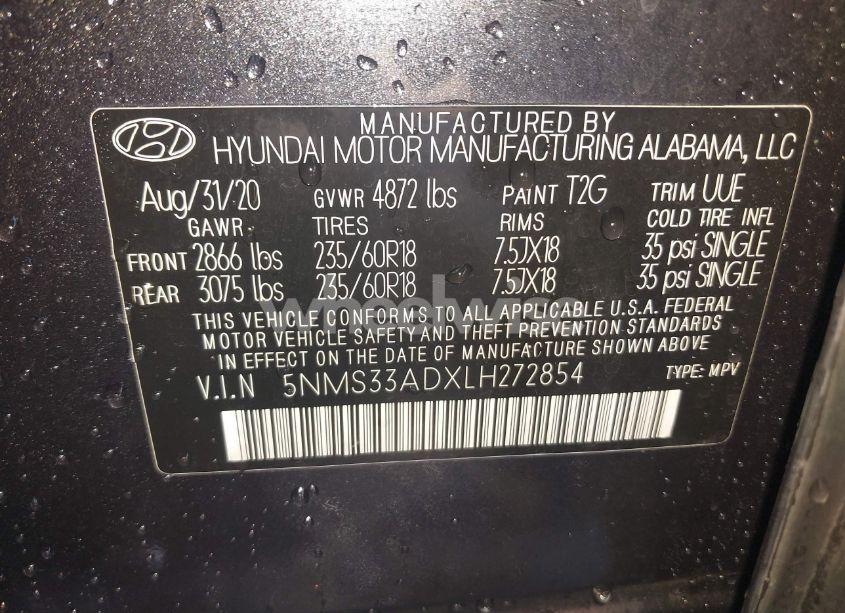 Photo 9 of 2020 Hyundai Santa FE SEL (VIN 5NMS33ADXLH272854)