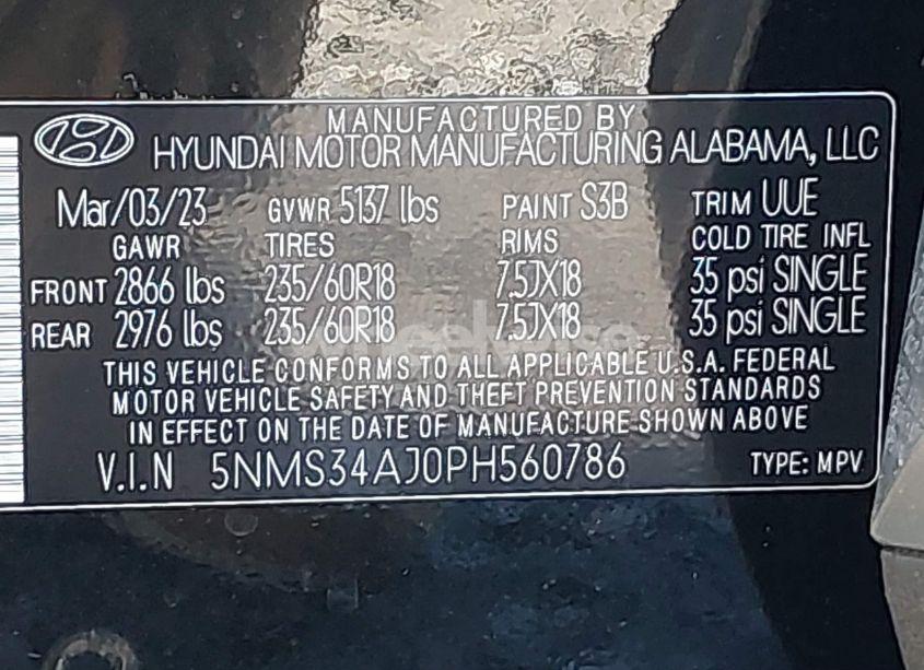 Photo 9 of 2023 Hyundai Santa FE SEL (VIN 5NMS34AJ0PH560786)