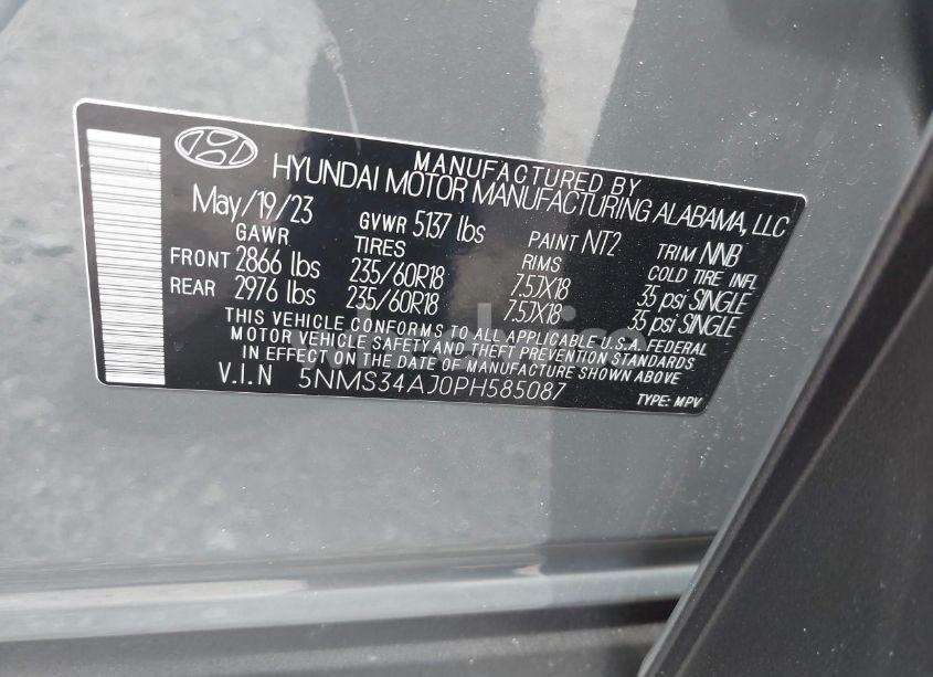 Photo 9 of 2023 Hyundai Santa FE SEL (VIN 5NMS34AJ0PH585087)