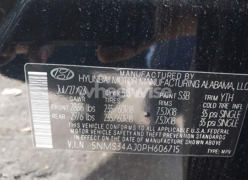 Photo 9 of 2023 Hyundai Santa FE SEL (VIN 5NMS34AJ0PH606715)