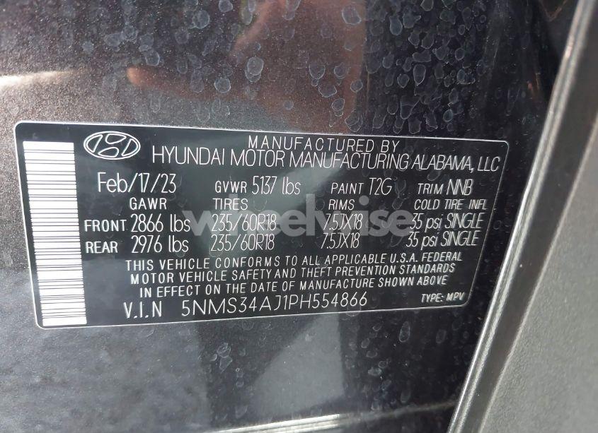 Photo 9 of 2023 Hyundai Santa FE SEL (VIN 5NMS34AJ1PH554866)