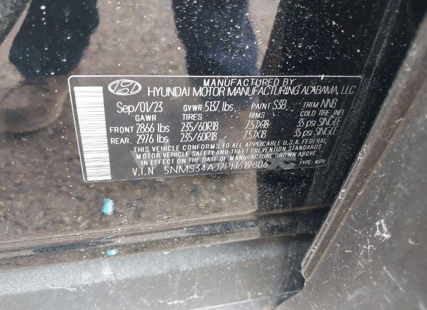 Photo 9 of 2023 Hyundai Santa FE SEL PREMIUM (VIN 5NMS34AJ2PH619806)