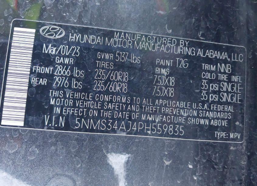Photo 9 of 2023 Hyundai Santa FE SEL (VIN 5NMS34AJ4PH559835)