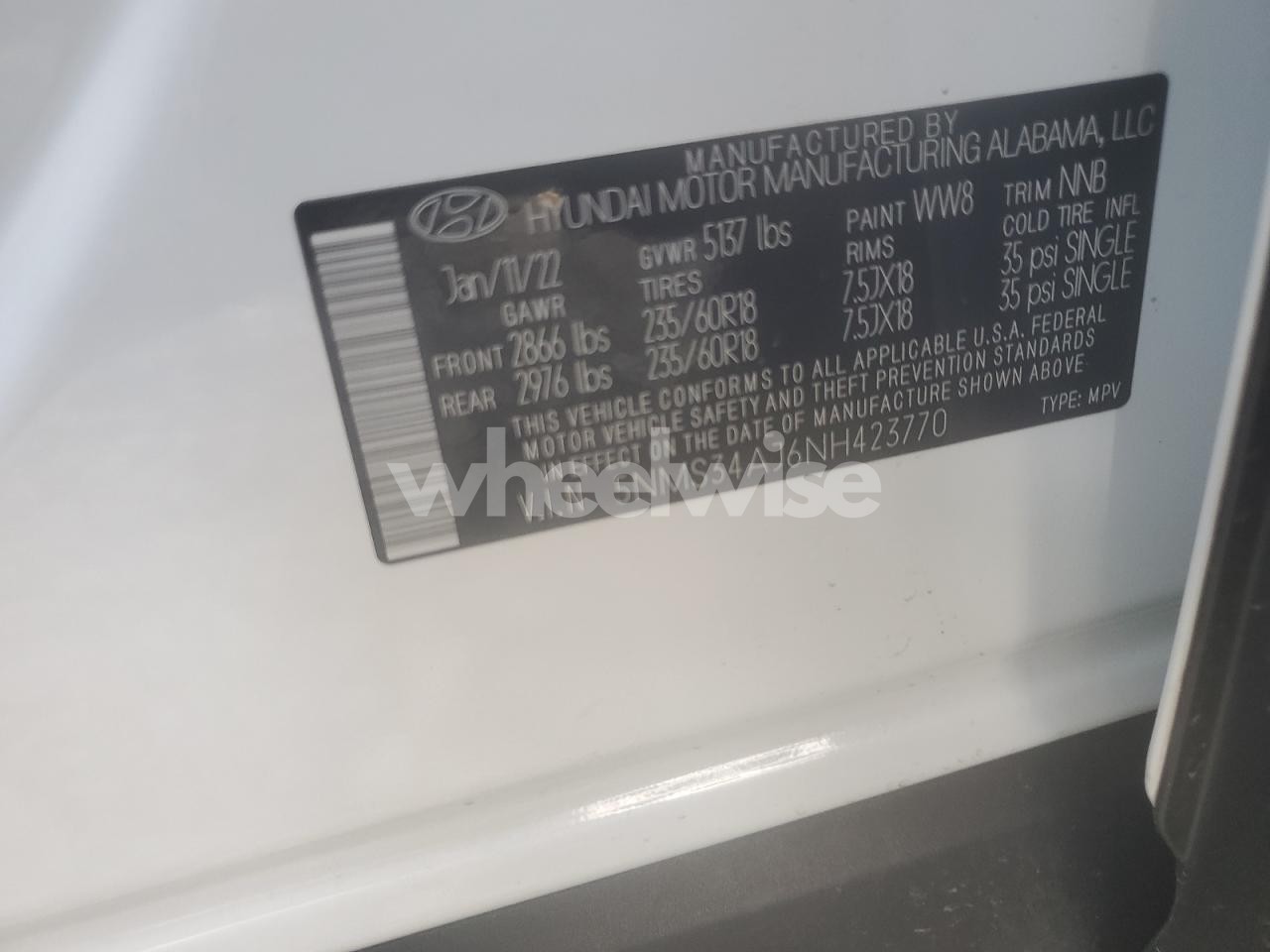 Photo 13 of 2022 HYUNDAI SANTA FE SEL (VIN 5NMS34AJ6NH423770)