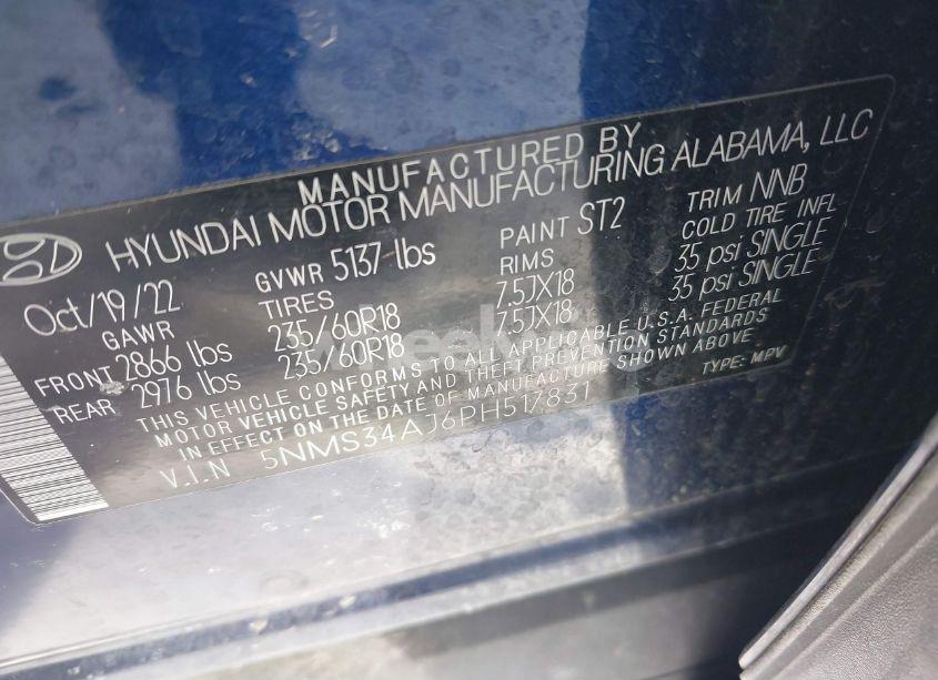 Photo 9 of 2023 Hyundai Santa FE SEL (VIN 5NMS34AJ6PH517831)