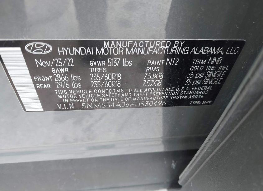 Photo 9 of 2023 Hyundai Santa FE (VIN 5NMS34AJ6PH530496)