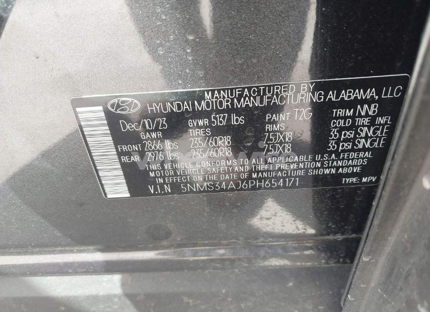 Photo 9 of 2023 Hyundai Santa FE SEL (VIN 5NMS34AJ6PH654171)