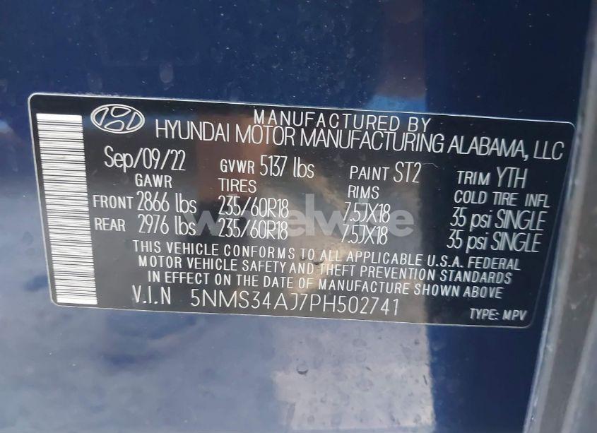 Photo 9 of 2023 Hyundai Santa FE SEL (VIN 5NMS34AJ7PH502741)