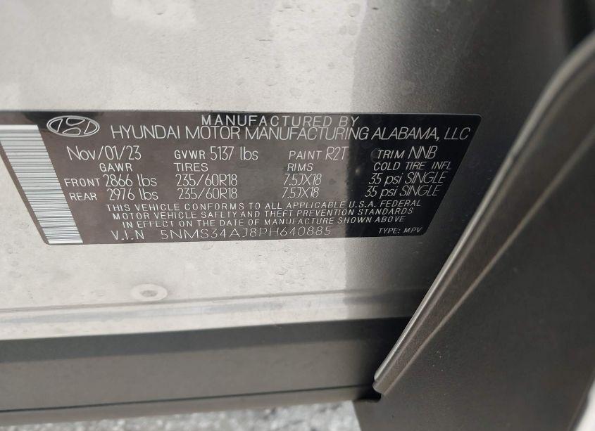 Photo 9 of 2023 Hyundai Santa FE SEL (VIN 5NMS34AJ8PH640885)