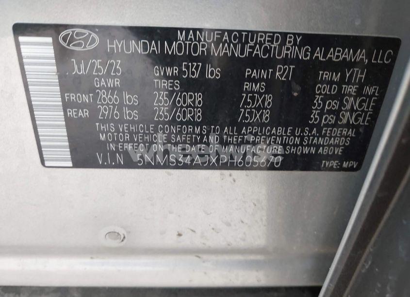 Photo 9 of 2023 Hyundai Santa FE SEL (VIN 5NMS34AJXPH605670)