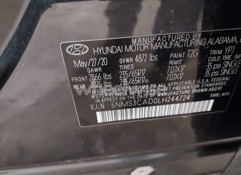 Photo 9 of 2020 Hyundai Santa FE SEL (VIN 5NMS3CAD0LH244724)