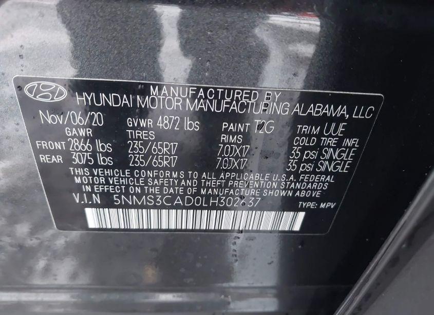 Photo 9 of 2020 Hyundai Santa FE SEL (VIN 5NMS3CAD0LH302637)
