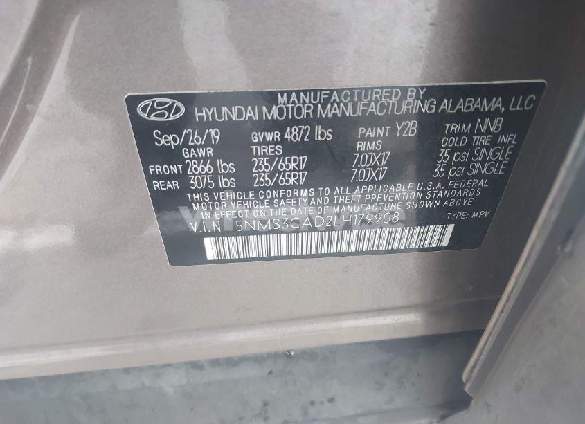 Photo 9 of 2020 Hyundai Santa FE SEL (VIN 5NMS3CAD2LH179908)