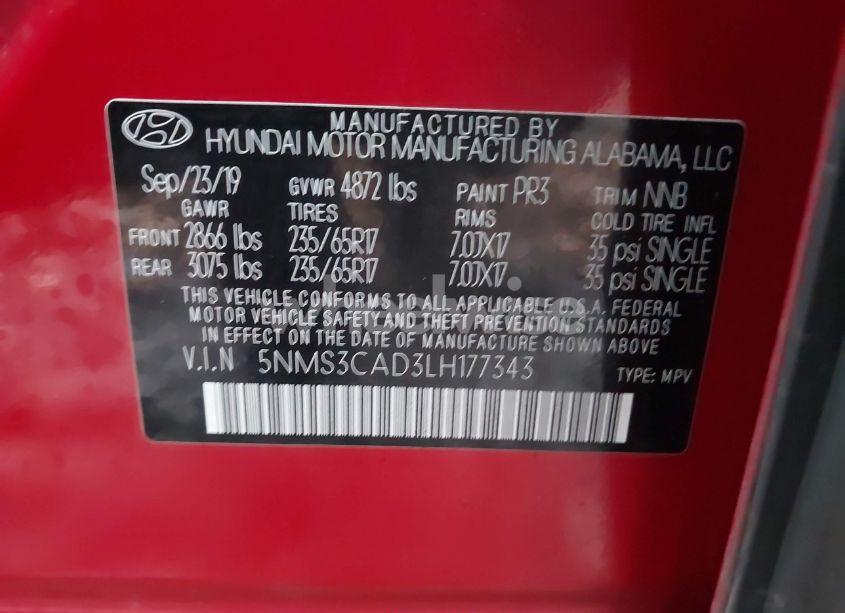 Photo 9 of 2020 Hyundai Santa FE SEL (VIN 5NMS3CAD3LH177343)