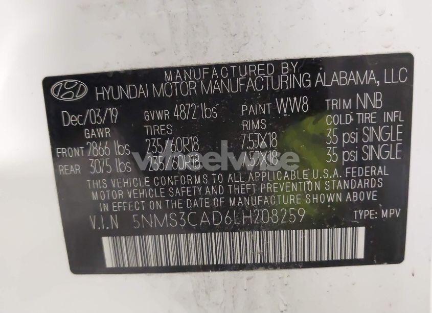 Photo 9 of 2020 Hyundai Santa FE SEL (VIN 5NMS3CAD6LH208259)