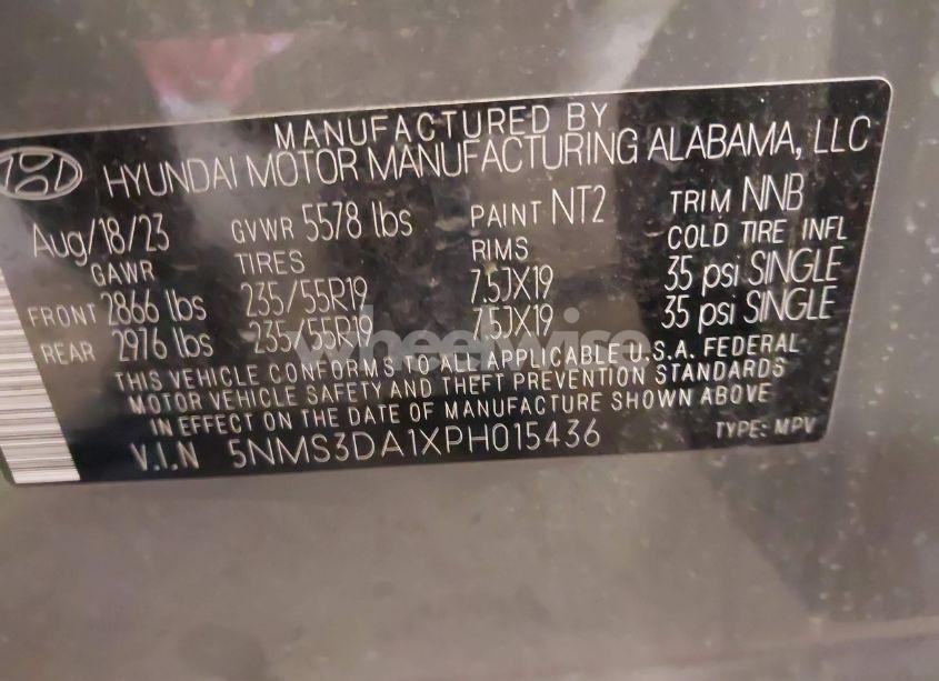 Photo 9 of 2023 Hyundai Santa FE HYBRID SEL PREMIUM (VIN 5NMS3DA1XPH015436)