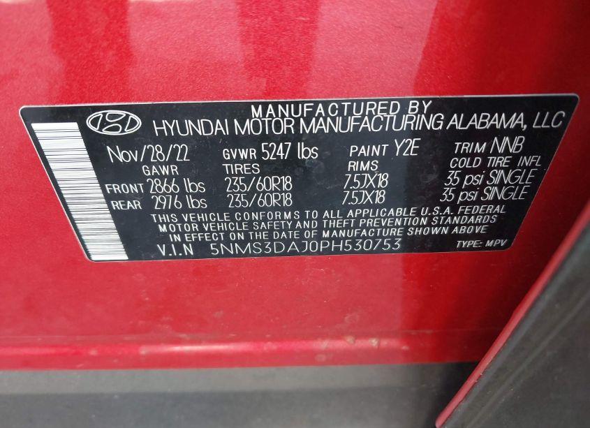 Photo 15 of 2023 Hyundai Santa FE SEL (VIN 5NMS3DAJ0PH530753)