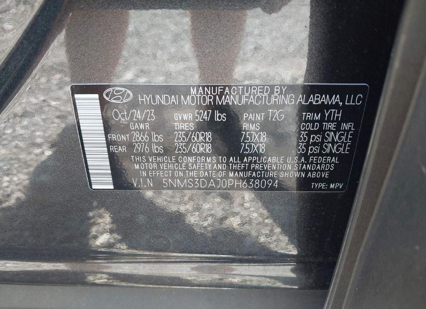 Photo 9 of 2023 Hyundai Santa FE SEL (VIN 5NMS3DAJ0PH638094)