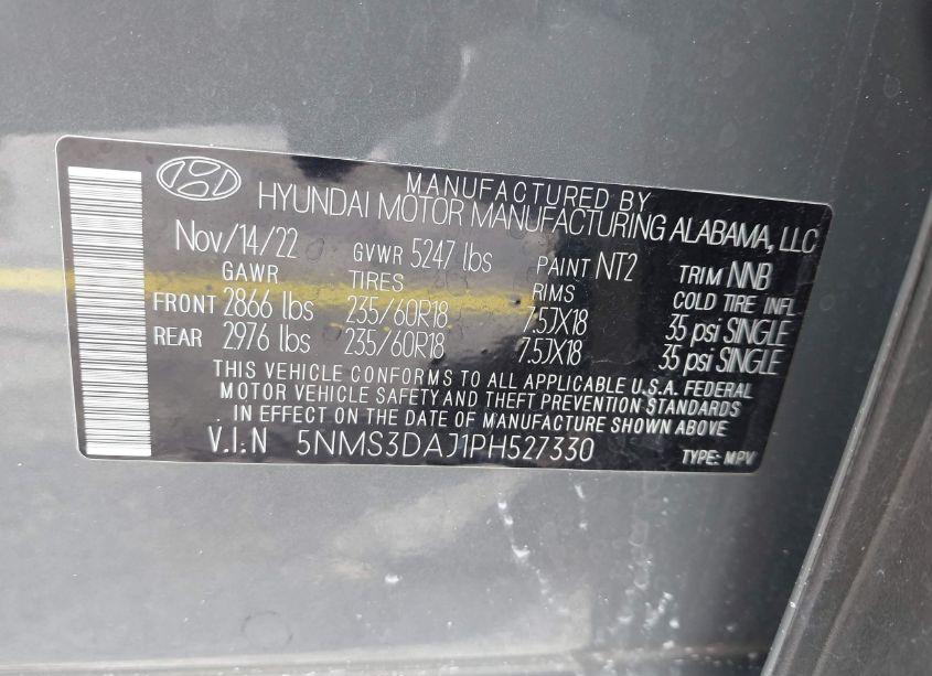 Photo 9 of 2023 Hyundai Santa FE SEL (VIN 5NMS3DAJ1PH527330)